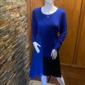 Elegant Blue Long Sleeve asymmetric xs top